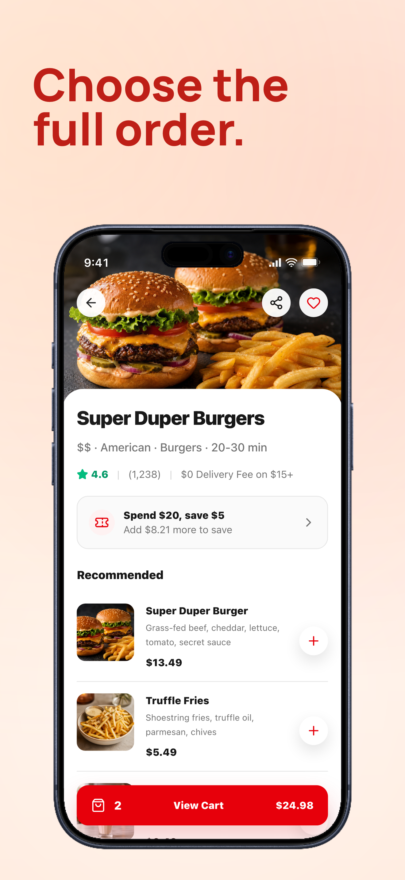 Food delivery App Store screenshot demo showing QuickBite restaurant menu.
